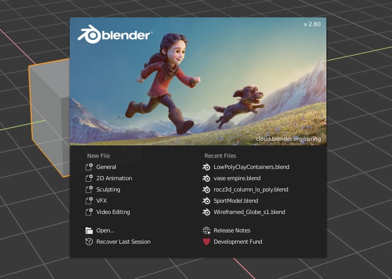 Екран на Blender Splash