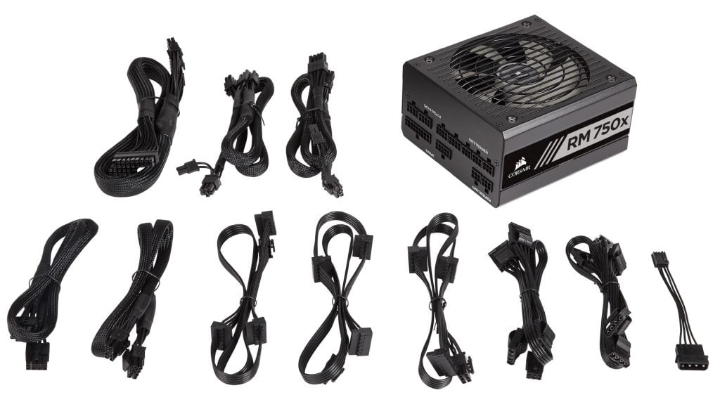 Corsair detachable cables on a modular power supply