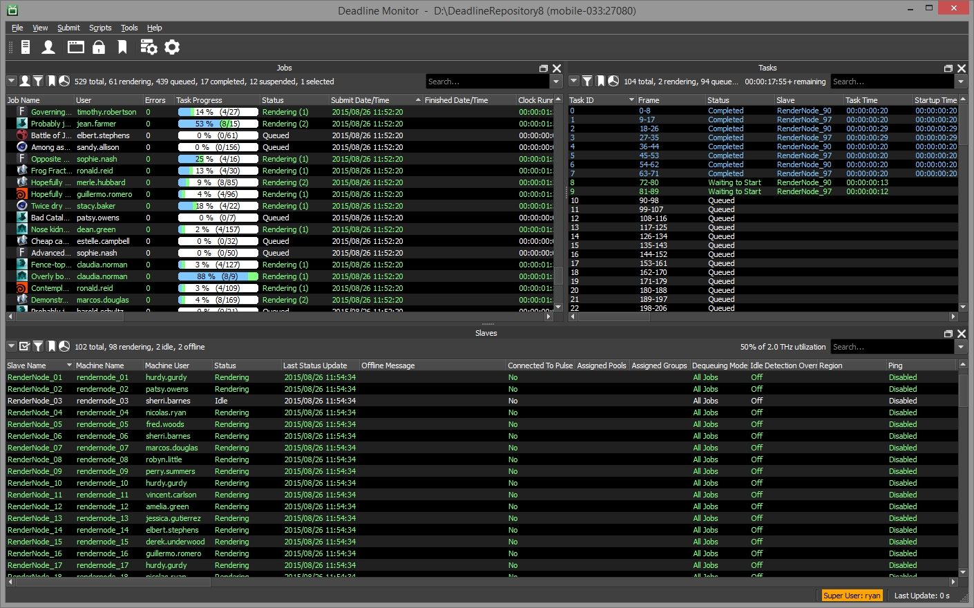 A Renderfarm is controlled through a Rendermanager such as Thinkbox Deadline