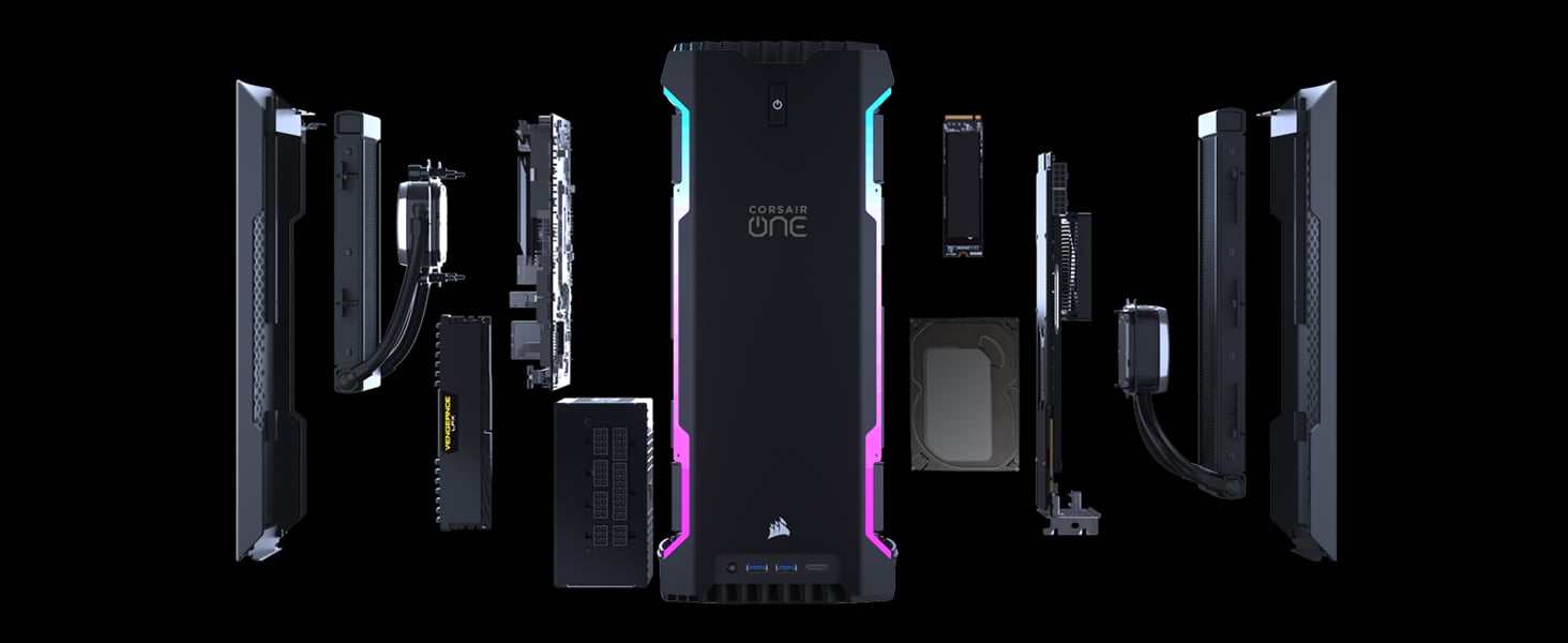 Explosion view of the Corsair One Desktop PC