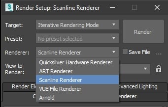 Configuración de procesamiento de 3dsmax