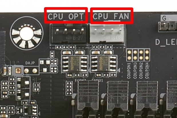 Motherboard CPU OPT and CPU FAN Headers