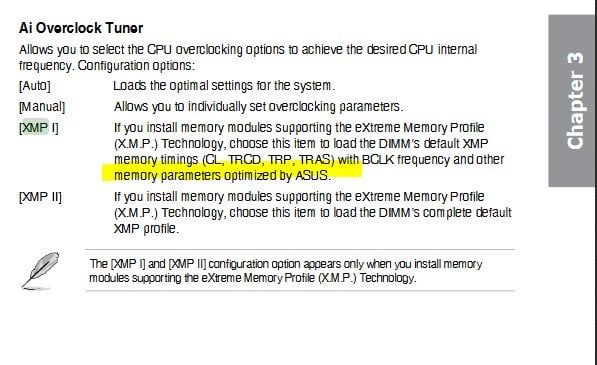 AI Overclock Tuner XMP Profile 1 and 2