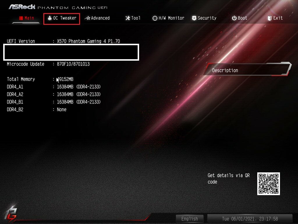 ASRock Bios Screenshot 1 - Setting up XMP Memory Profiles