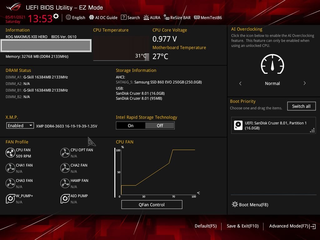 Asus Bios Screenshot 1 - Setting up XMP Memory Profiles