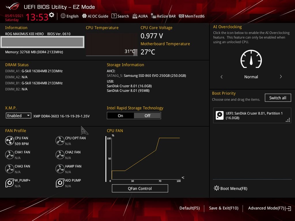 Asus Bios Screenshot 1 - Setting up XMP Memory Profiles