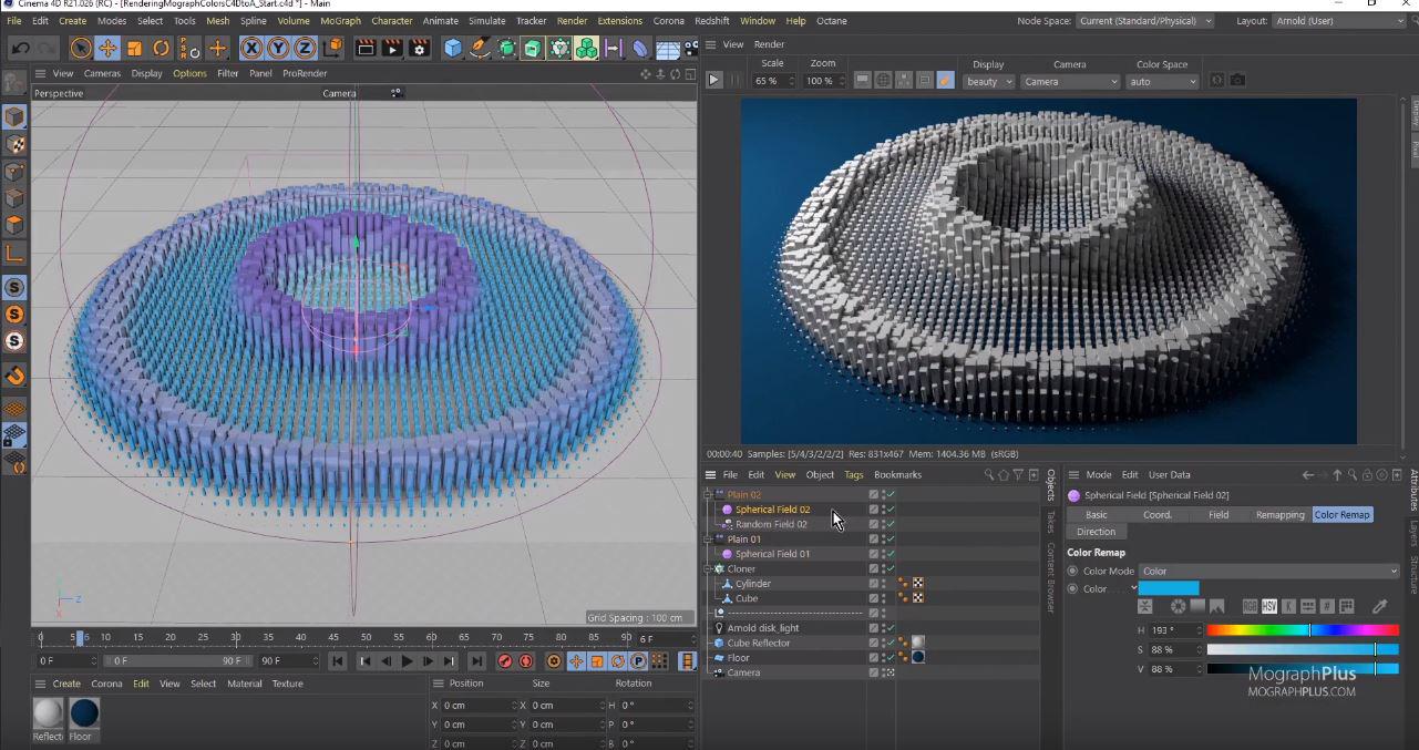 Módulo Mograph de Cinema 4D para Motiongraphics y animaciones no destructivas