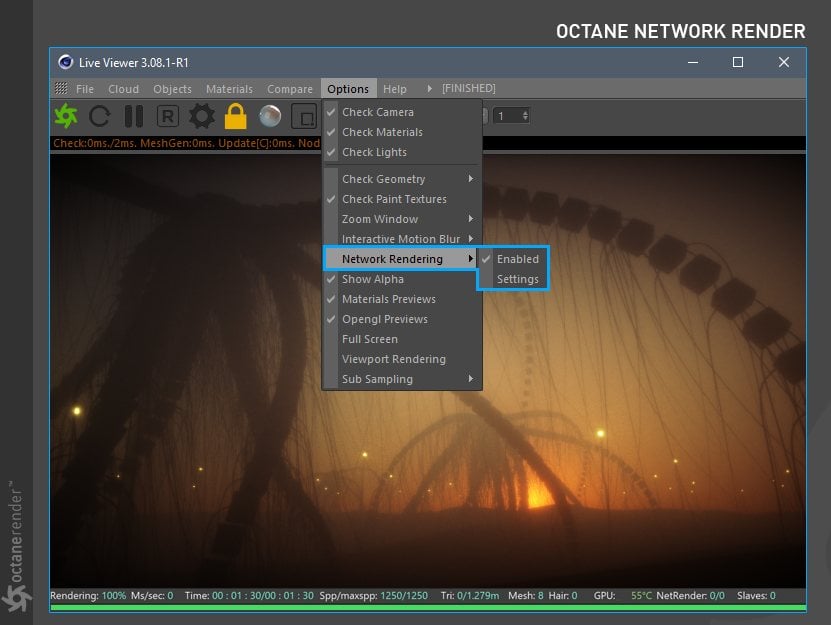 Octance Network render Settings