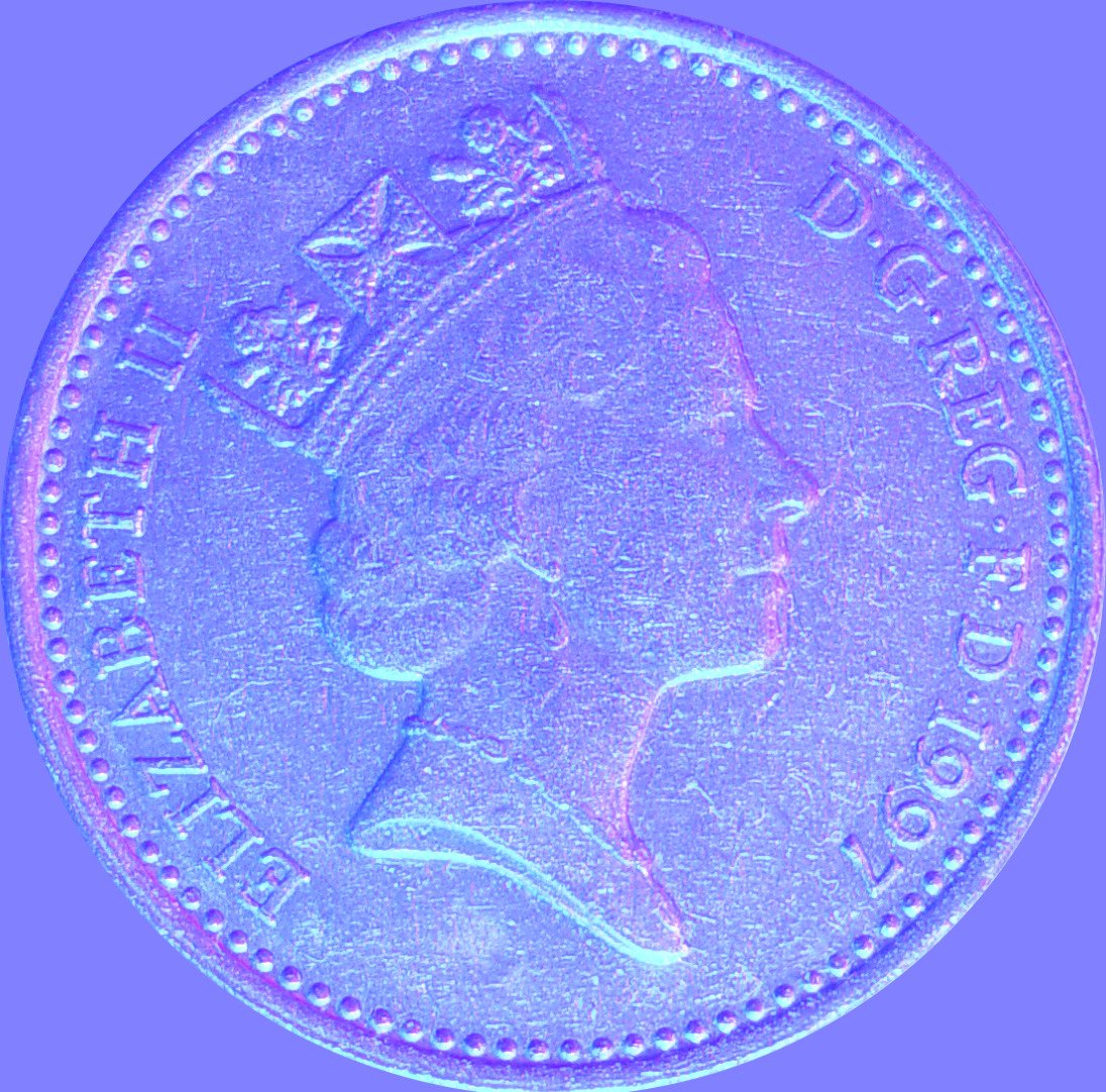 Normal Map of a Ten Pence Coin