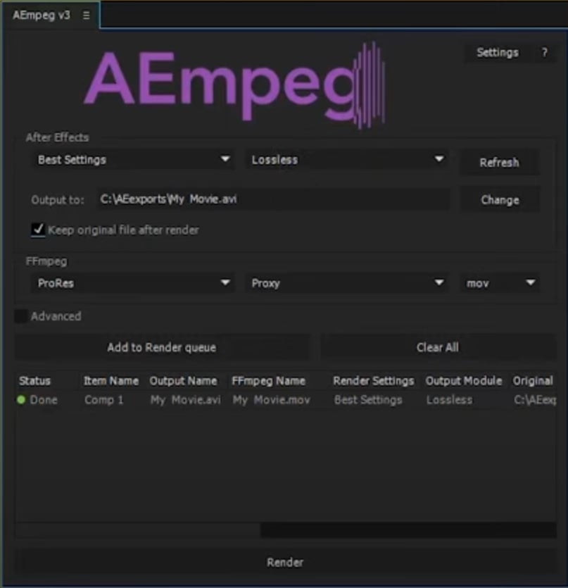 AEmpeg inside After Effects