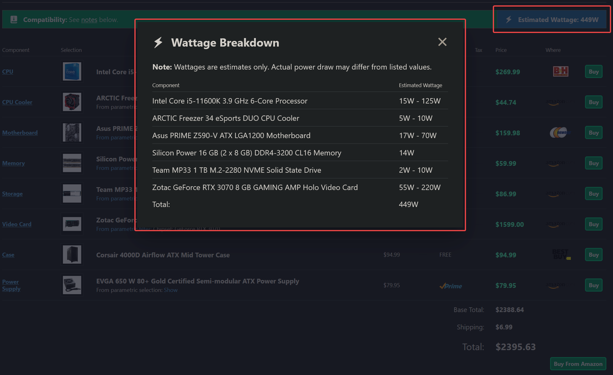 be quiet! Power Supply Calculator