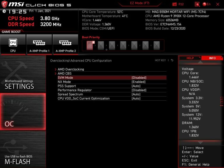 enabling bios svm mode windows 11
