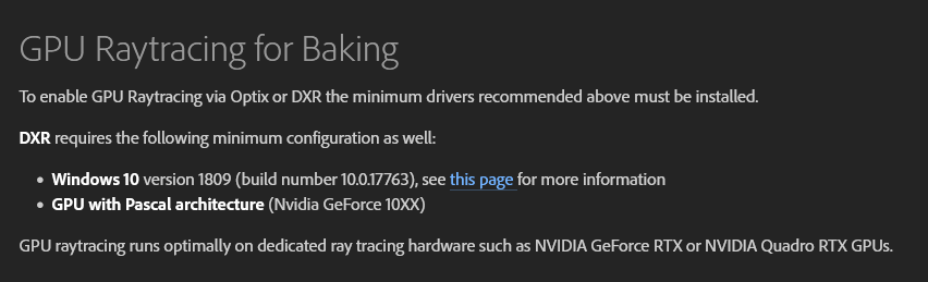 GPU Raytracing for Baking Minimum Configuration