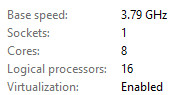 Virtualization Enabled on Windows' Task Manager Under Logical Processors