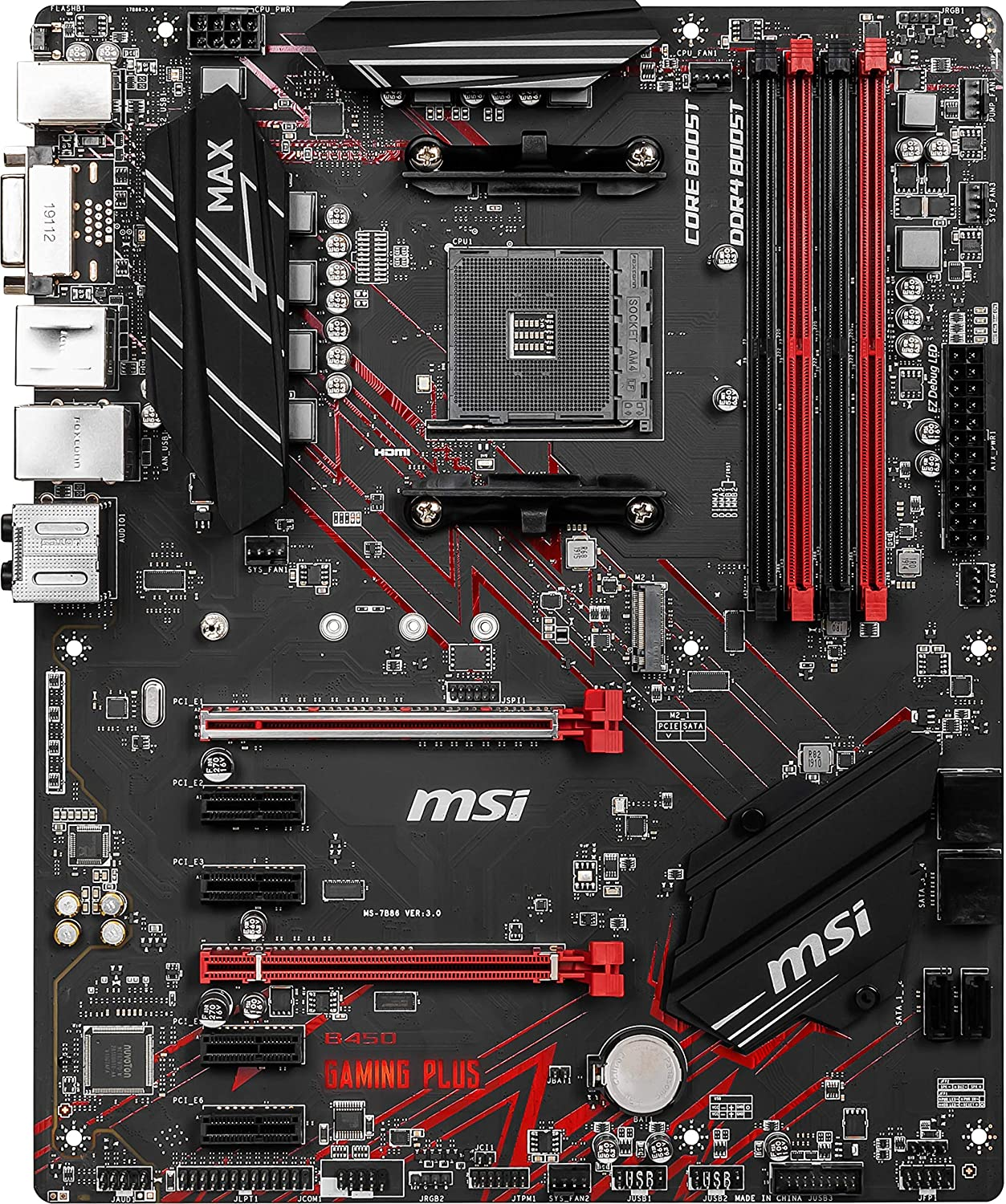 MSI Motherboard with highlighted RAM slots