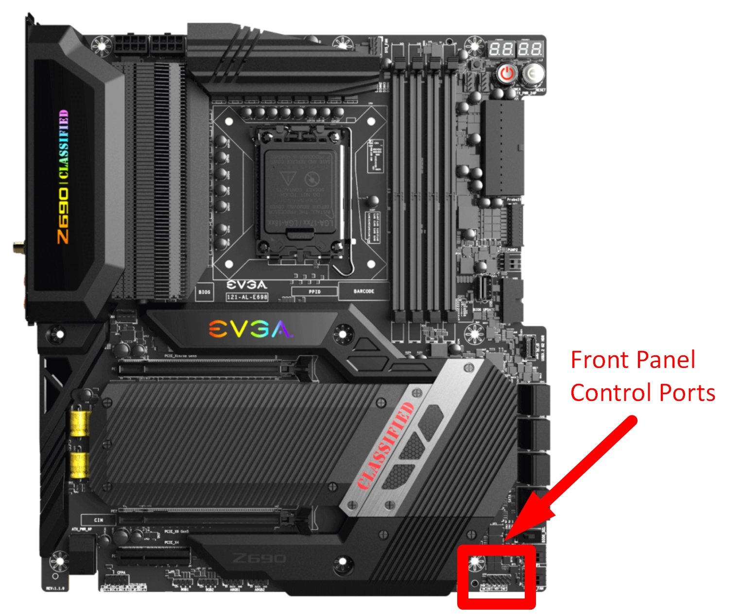 Front Panel Case Control Ports on Motherboard