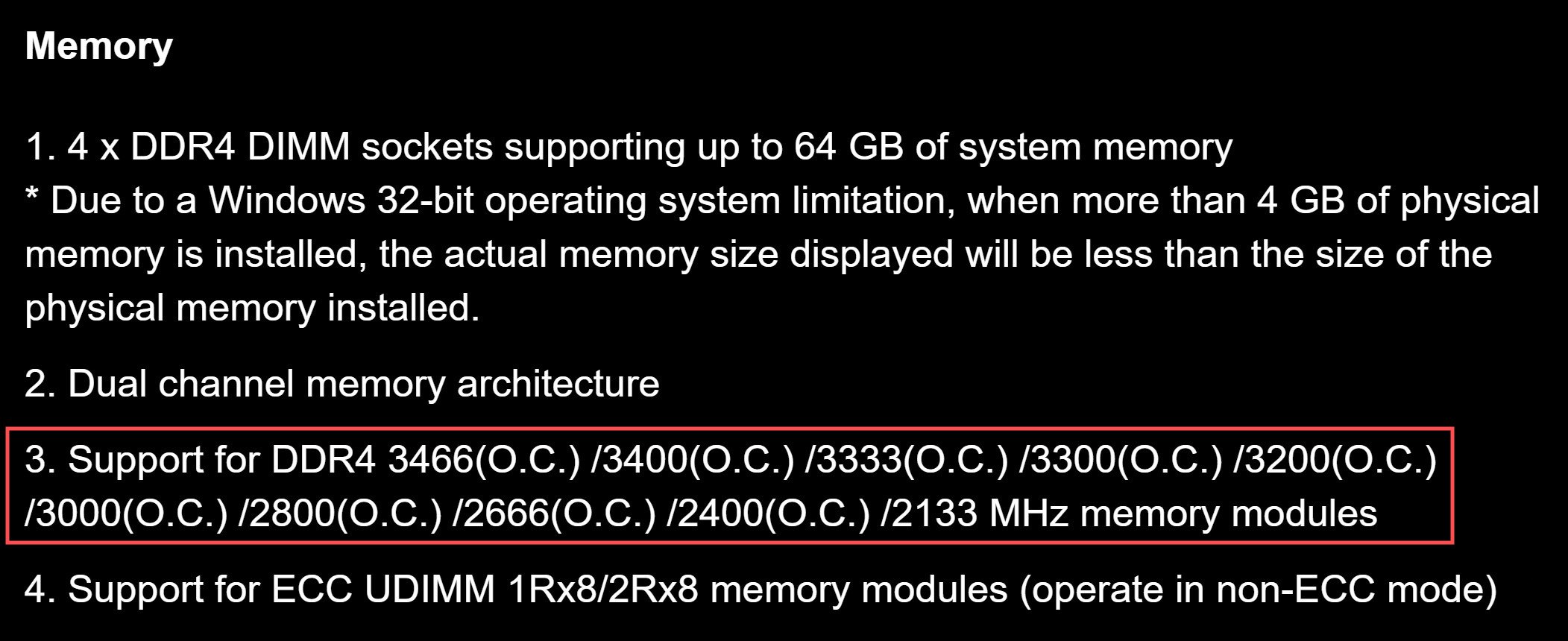 Motherboard Support for RAM Frequency