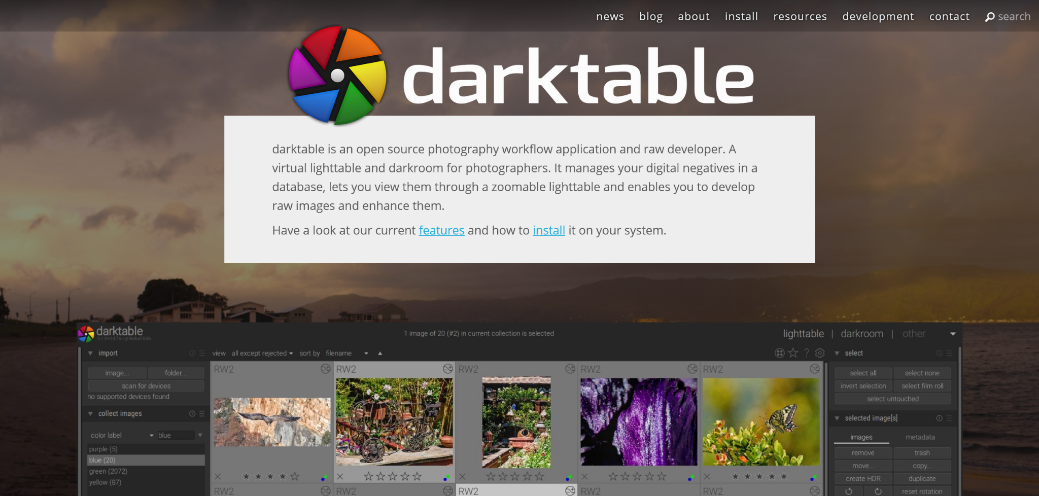 Darktable website