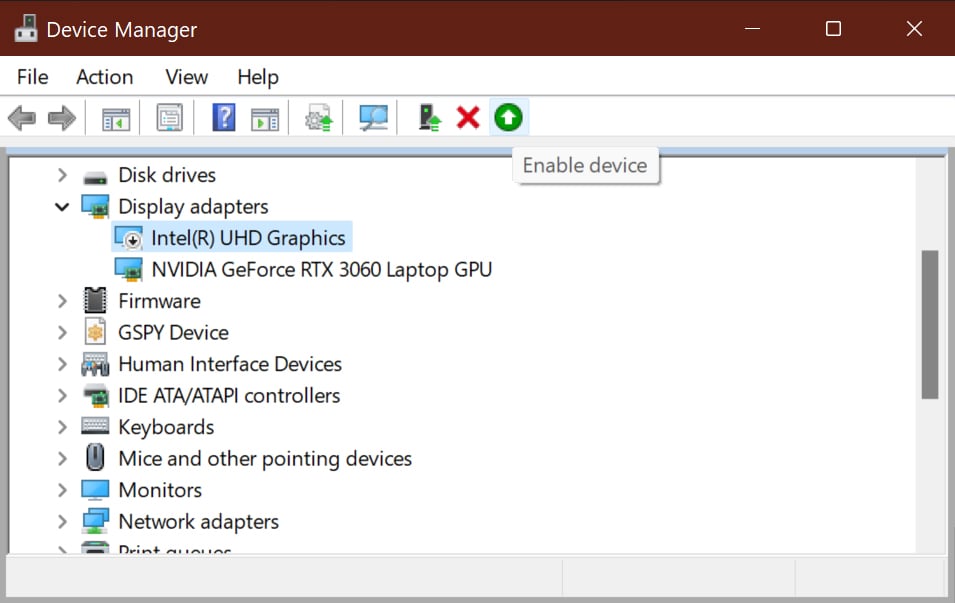 Enable iGPU in Device Manager