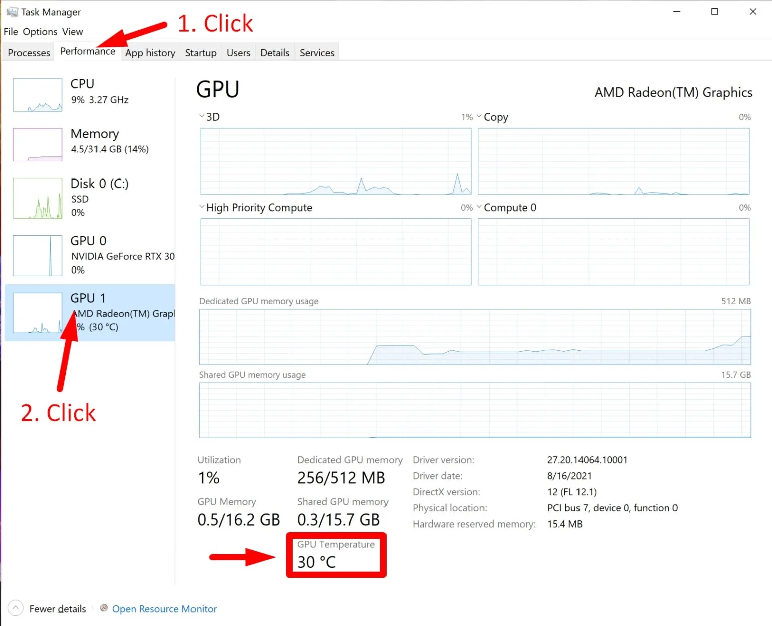 GPU temperature check from Windows Task Manager