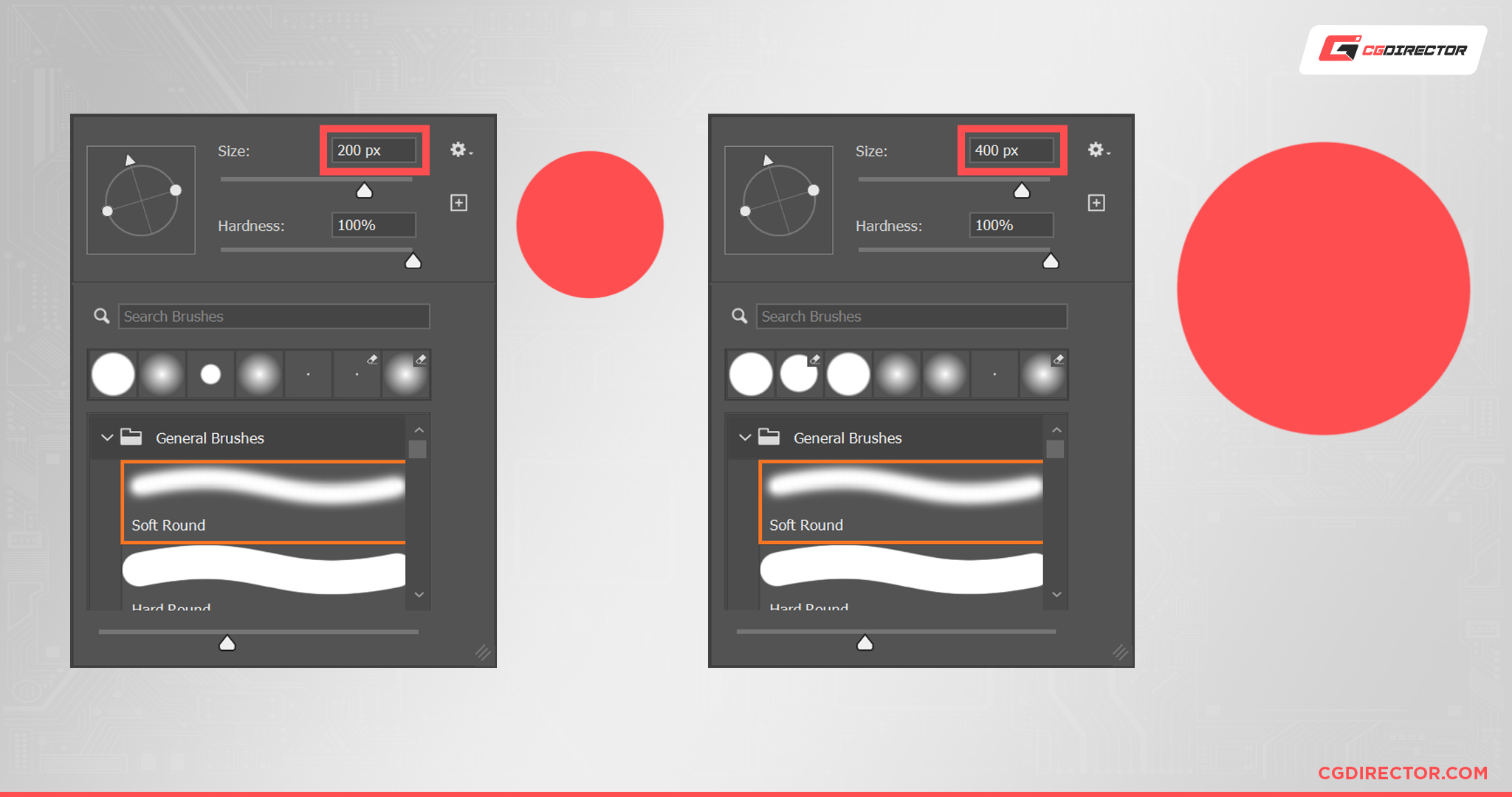 Different brush sizes