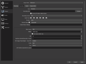 OBS RecordingSettings for CPU