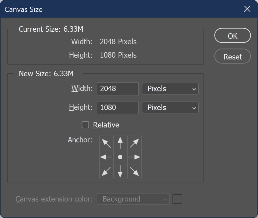 Photoshop Canvas Size