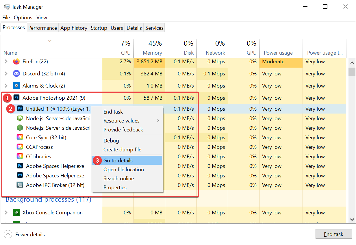 Windows Task Manager app details