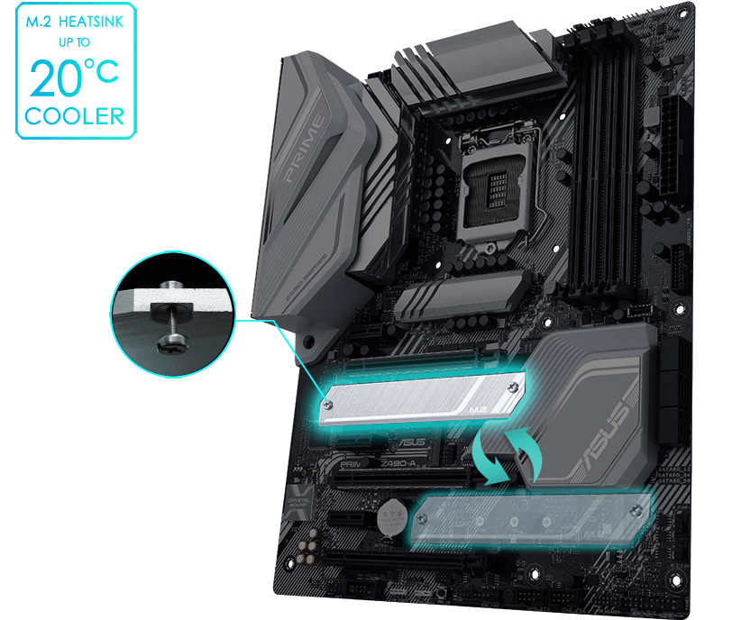 Asus motherboard with M.2 cover