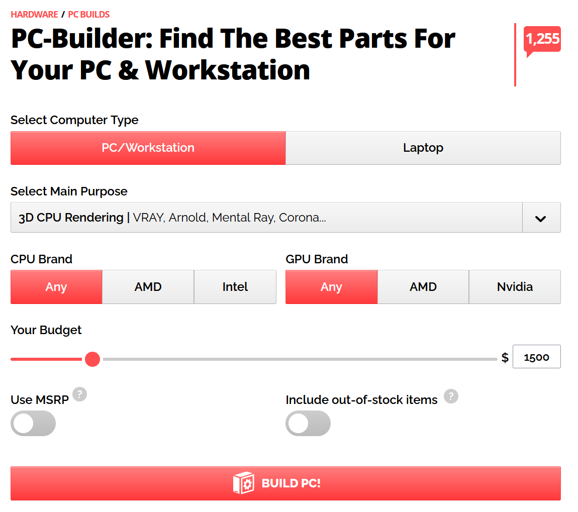 pick parts and build your PC according to your criteria