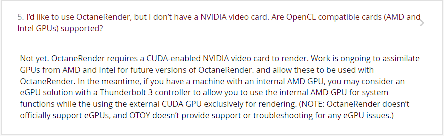 Required CUDA Support for Octane Render GPU Engine