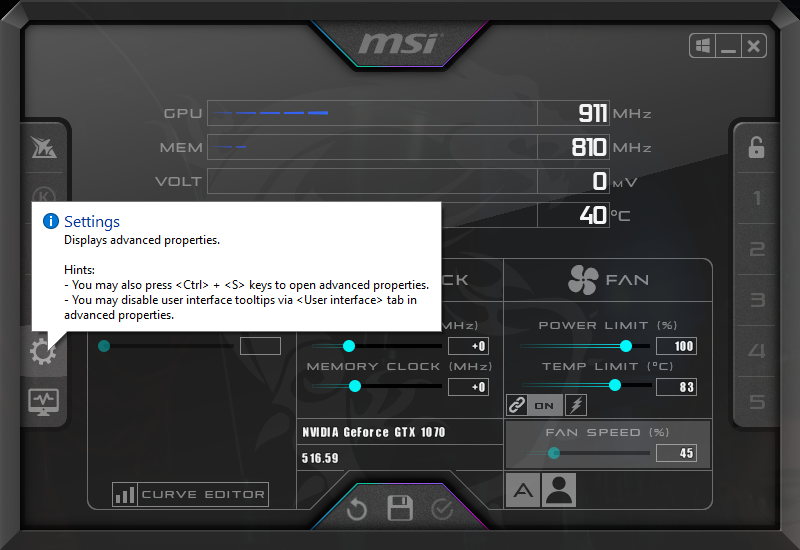 MSI Afterburner Settings