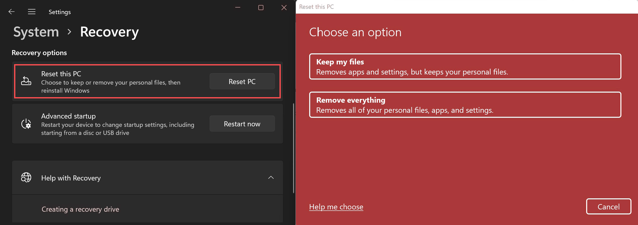 Windows Reset Reinstall