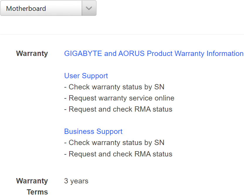 GIGABYTE and AORUS Warranty Policy