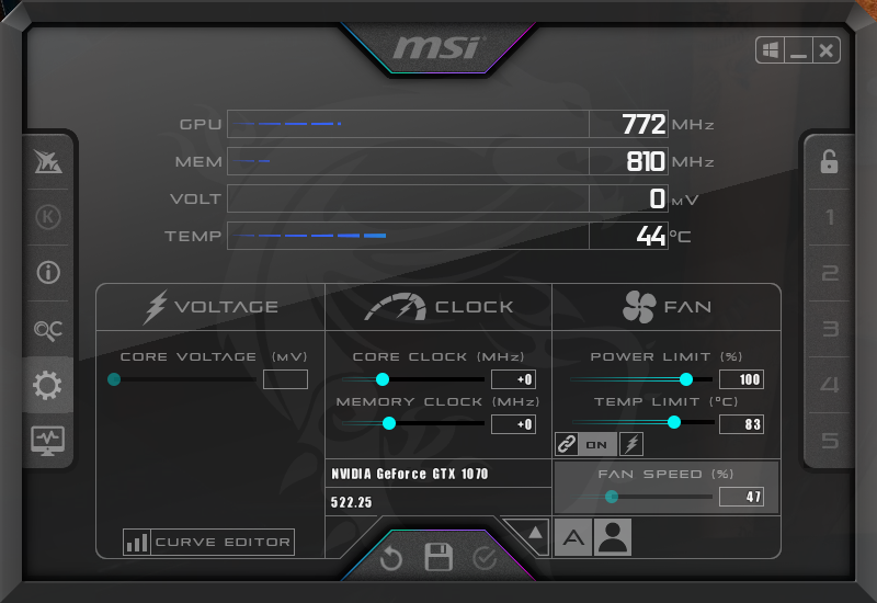 MSI Afterburner Settings