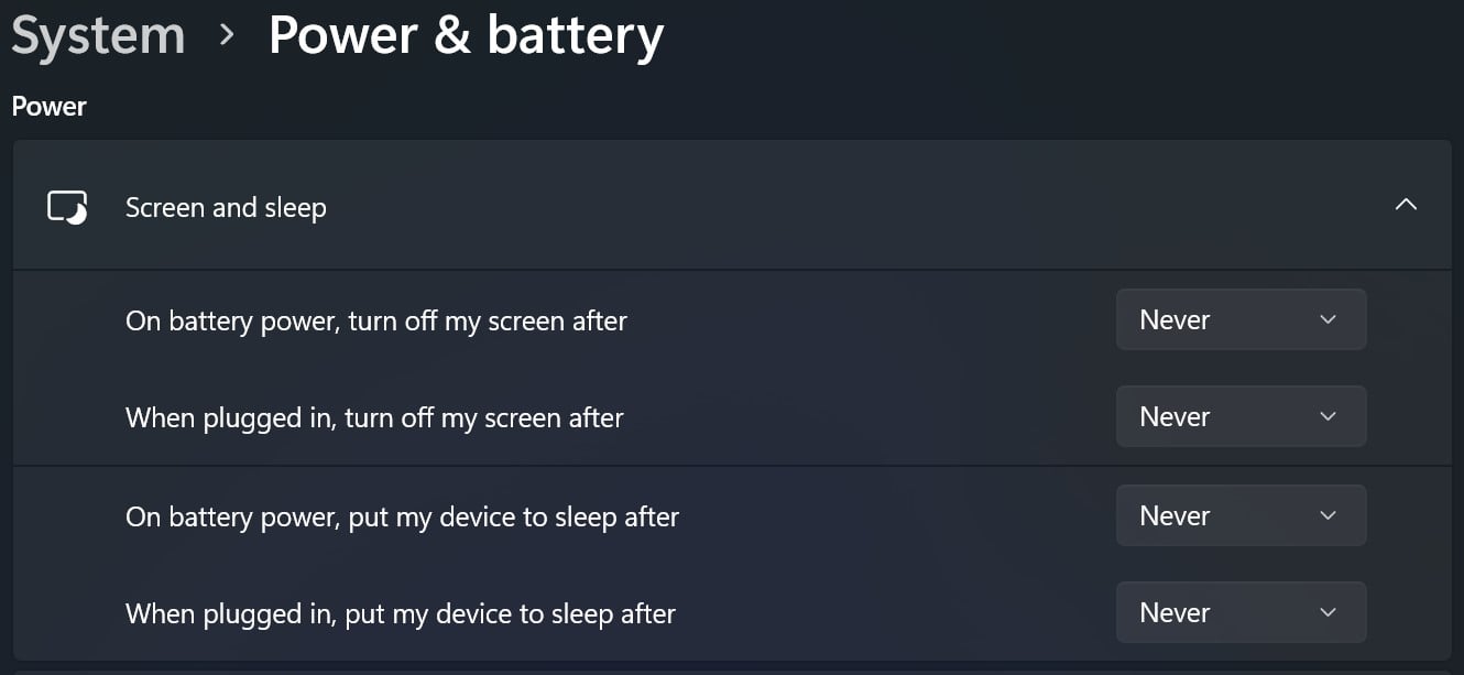 Laptop Power and Sleep Settings