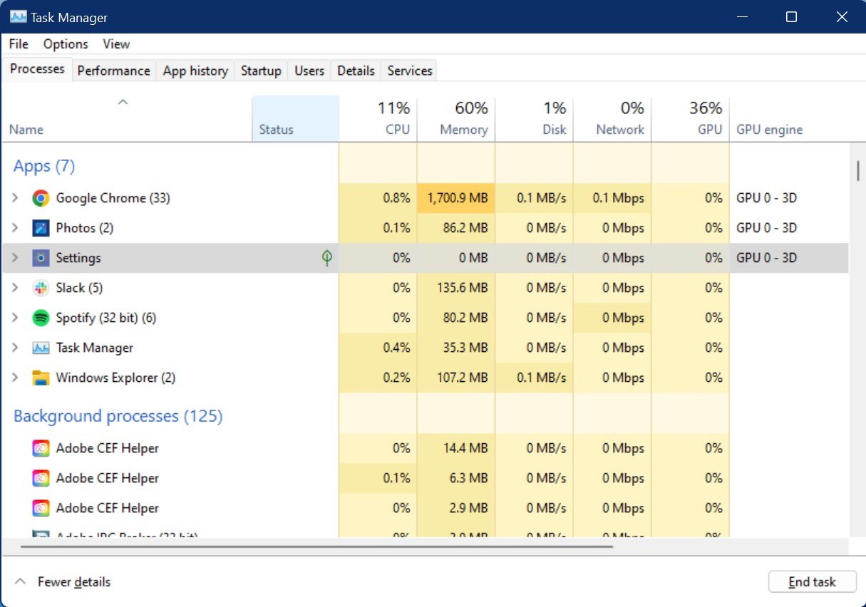 Task Manager Processes