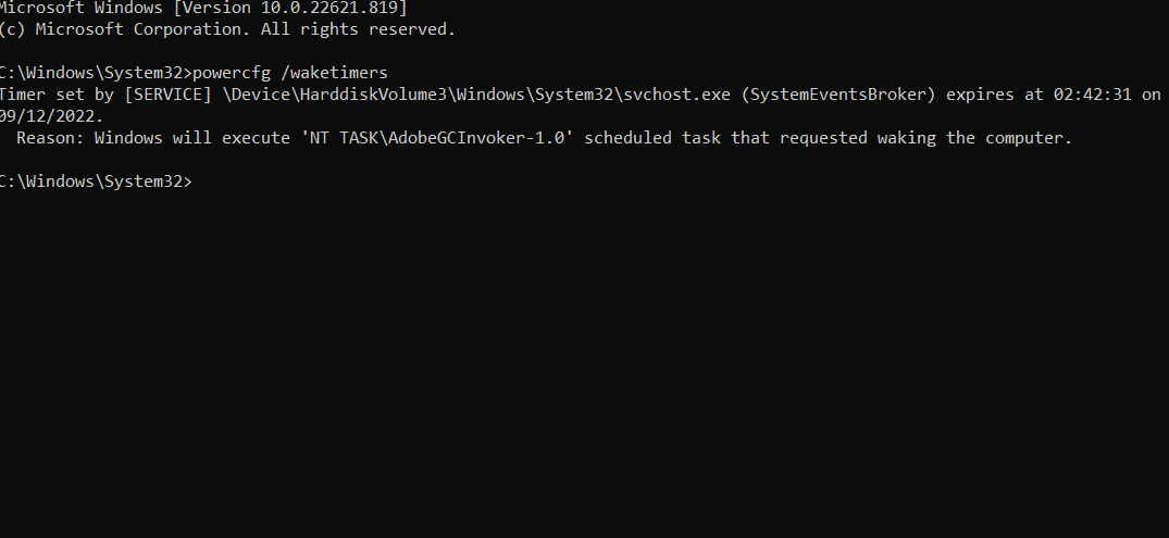 powercfg /waketimers