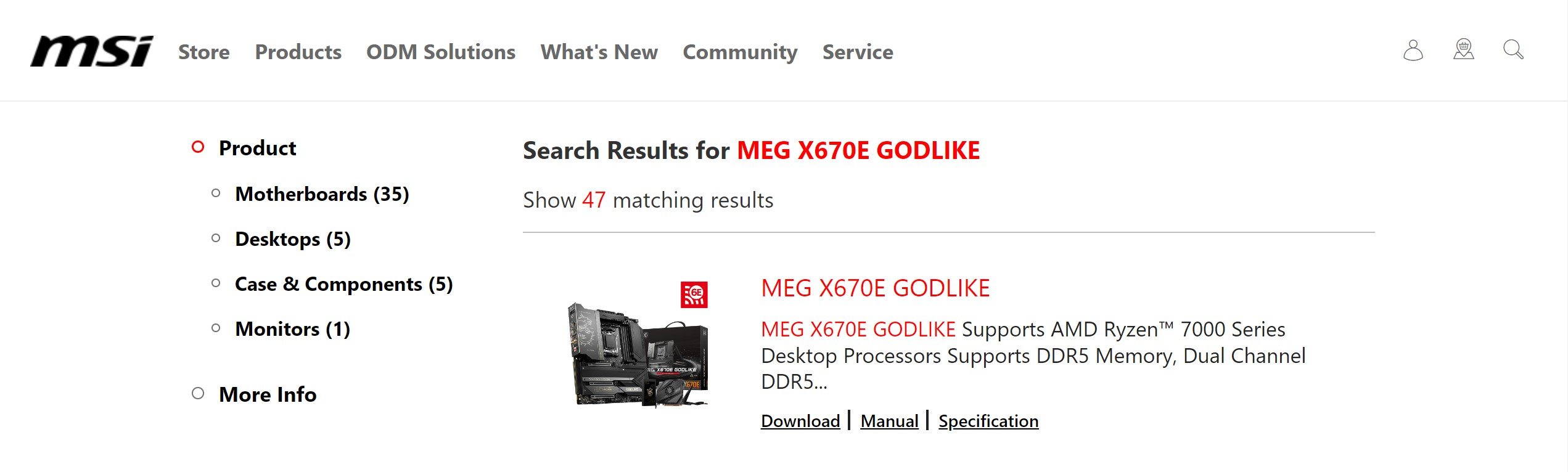 MSI Motherboard Search