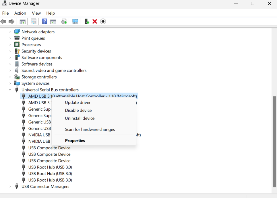 Device Manager Properties