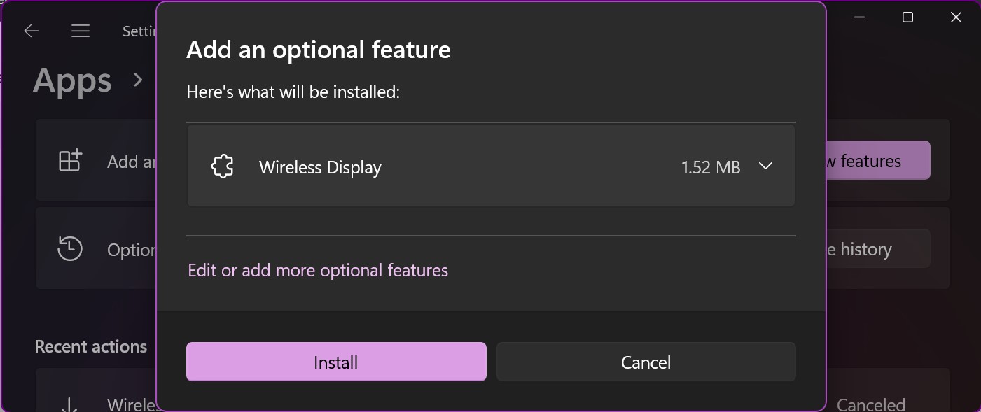 Miracast Wireless Display Install