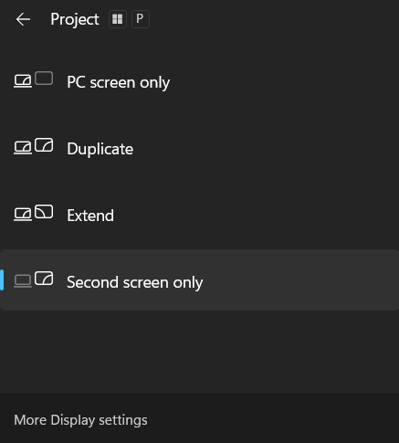 Second Screen Only option