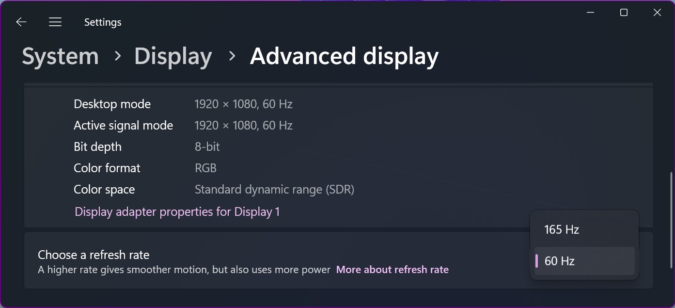 Change Refresh Rate Windows