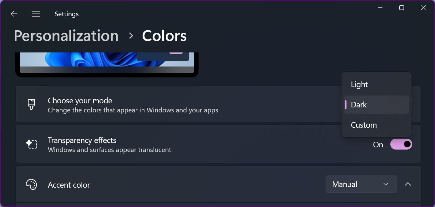 Dark Mode Windows