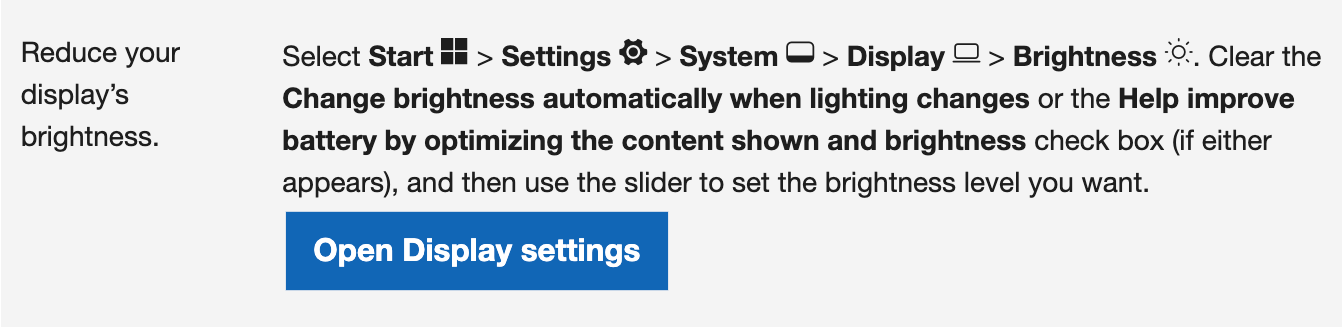 Reduce display brightness