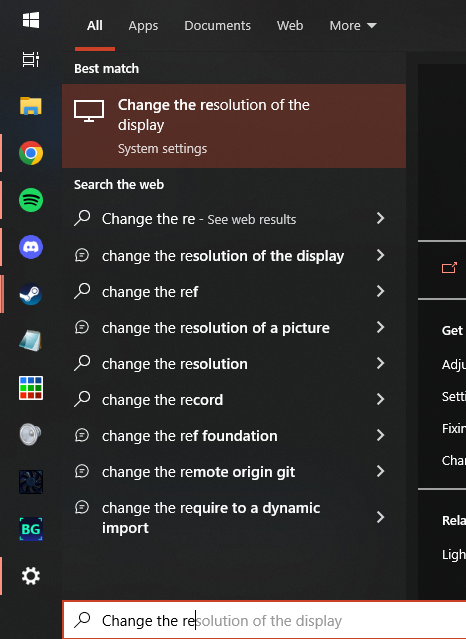Change the resolution of your display