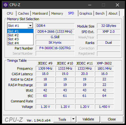 CPU-z Ram slots amount