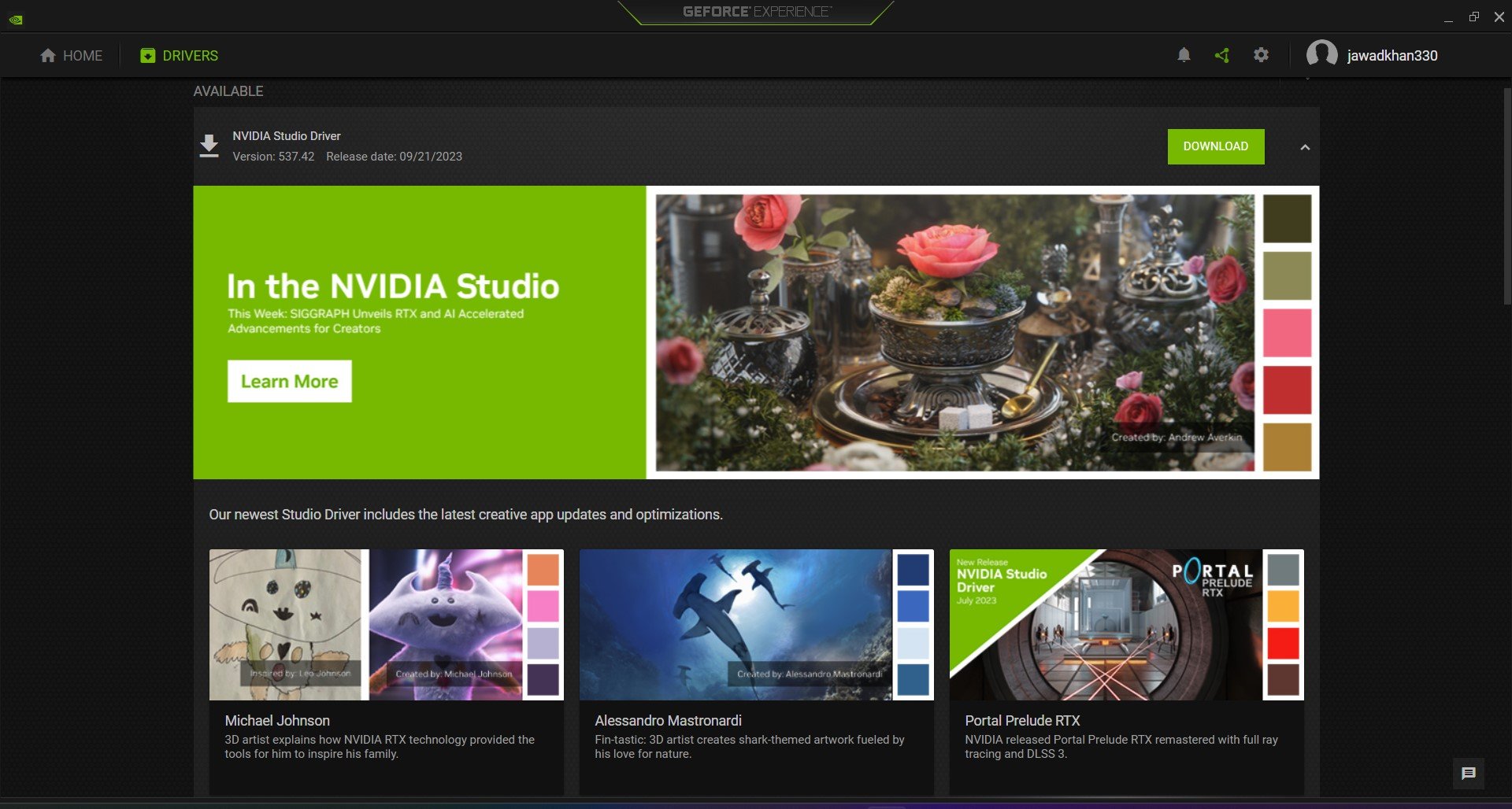 Controladores de Nvidia Studio