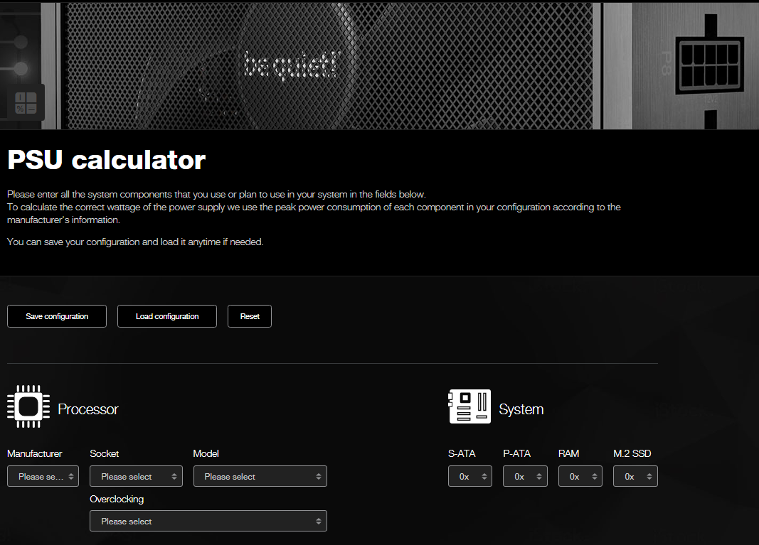 be Quiet!’s PSU Calculator