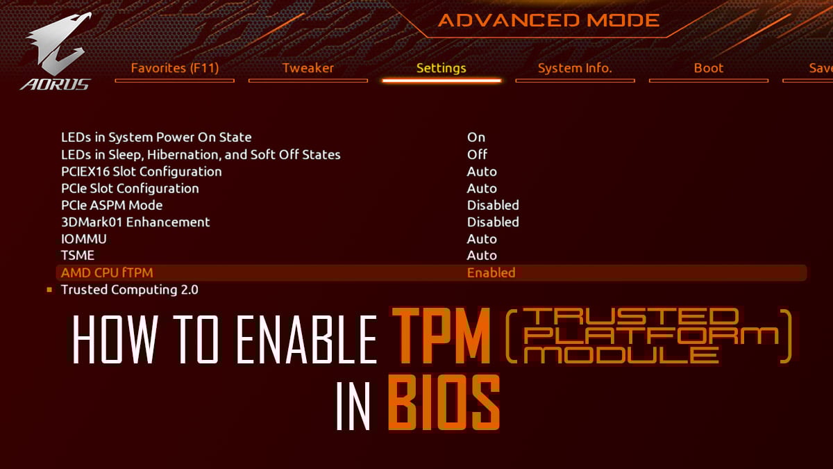How to enable tpm 2 0 in bios